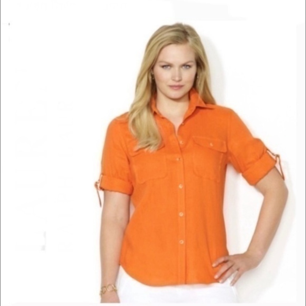 Lauren Ralph Lauren Linen Shirt Plus Size NWT Sz 2X